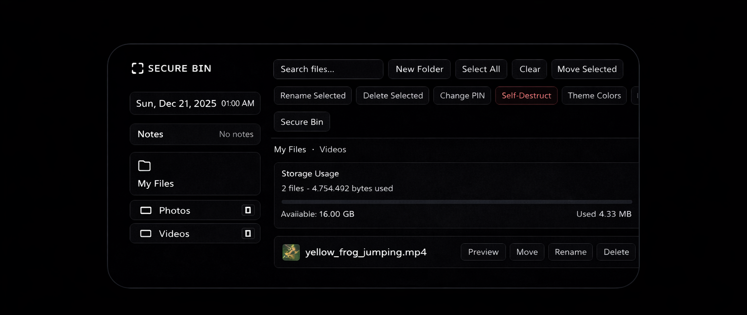 Encrypted file dashboard